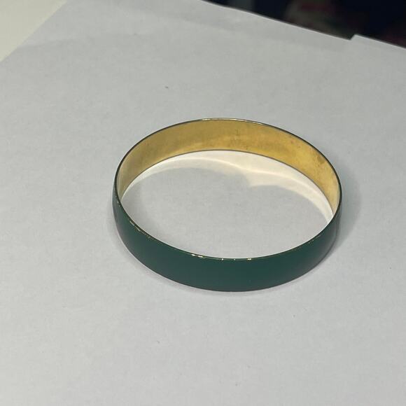 bangle bracelet deep green enamel costume jewelry - Picture 1 of 9